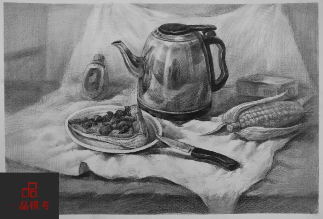 万人联考一模2024素描高分,一模静物素描高分卷