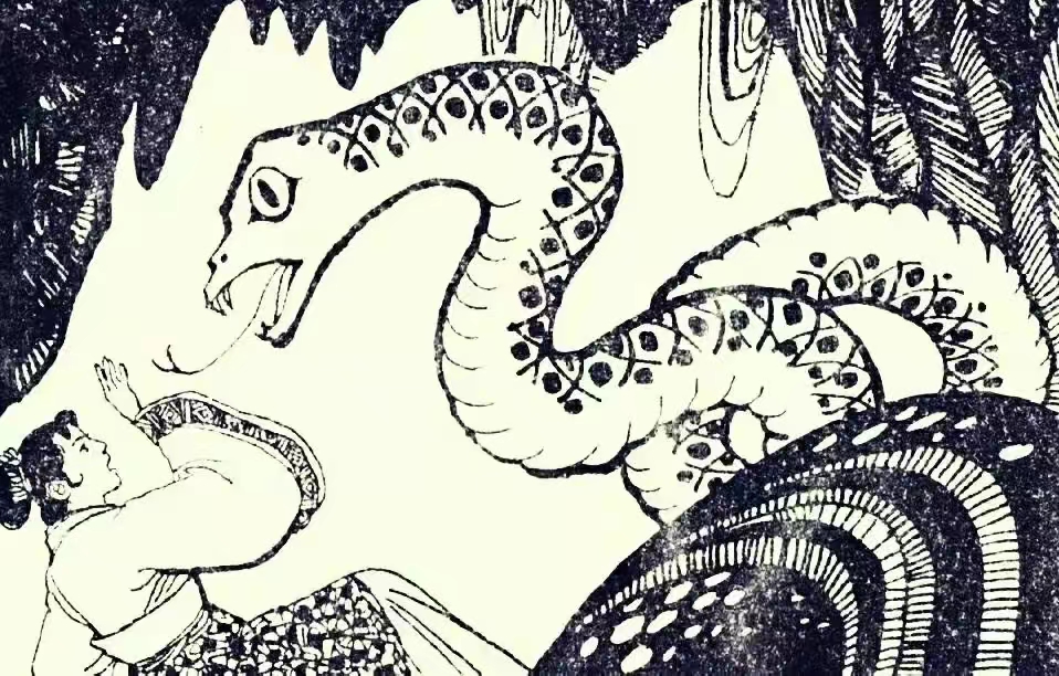 女子遇蟒蛇,民间故事看到打雷劈蛇