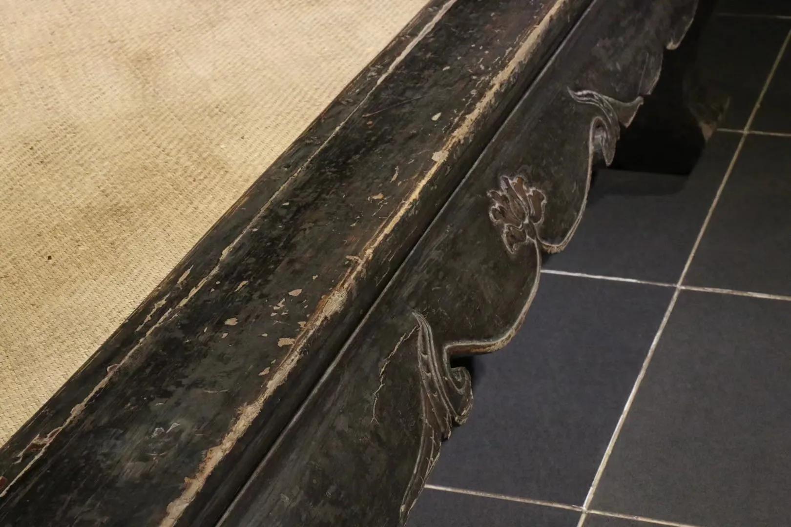 清..三弯腿粽底大床黑大漆，紫榆，尺寸超大（难得），总