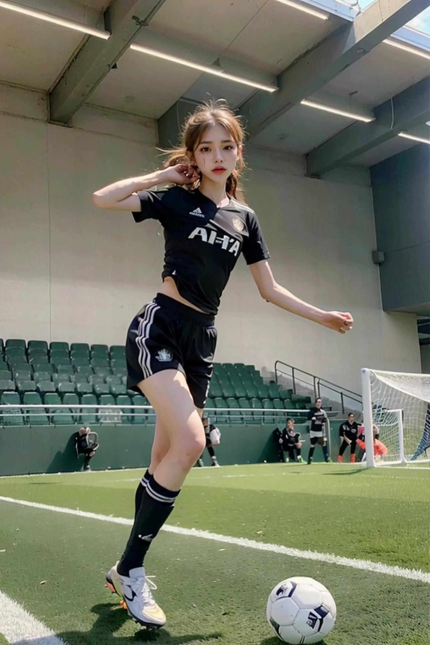 足球场上最美的女孩,足球场上挥洒汗水的少年