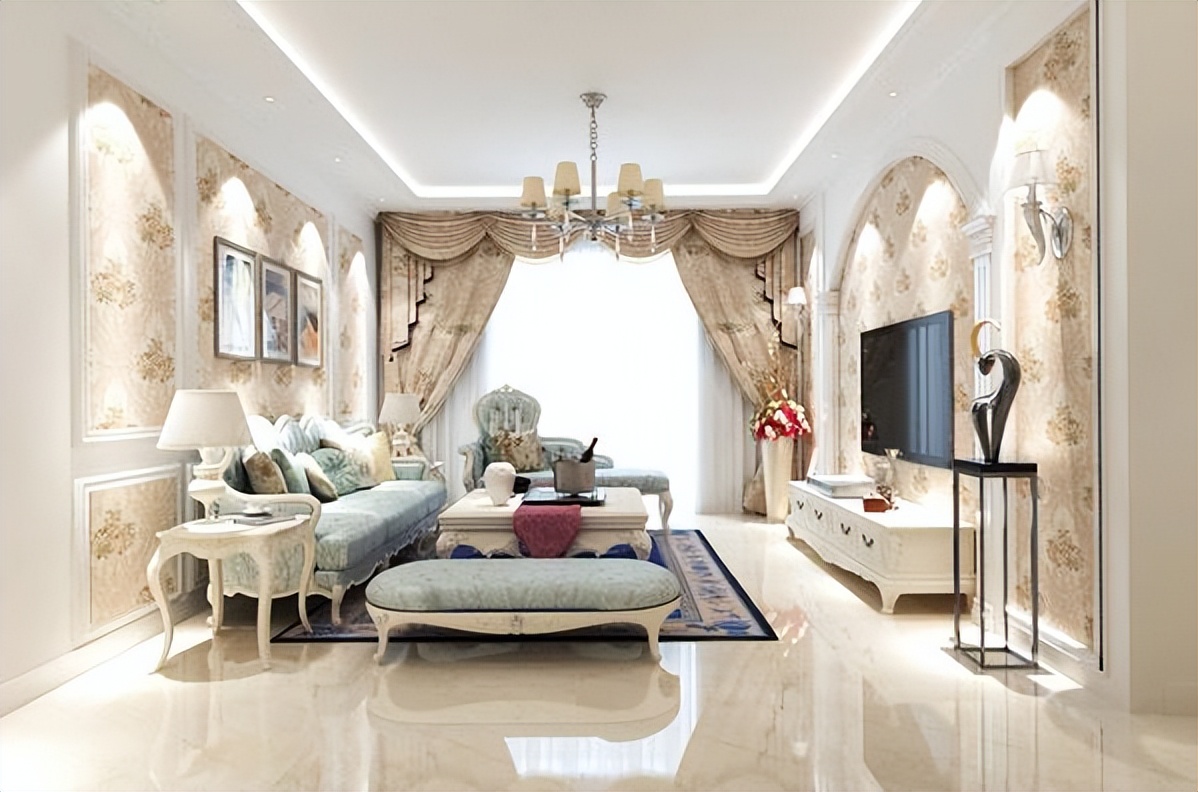 没有阳台的客厅怎么装修美式轻奢,没有阳台的客厅如何装修