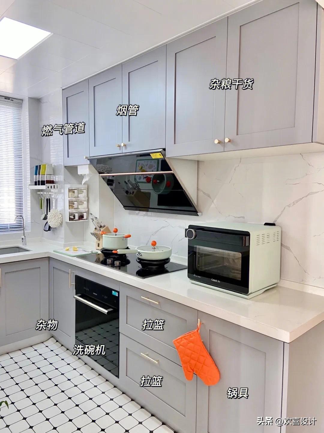 高颜值的厨房瓷砖铺设方案,30公分厨房装修效果图