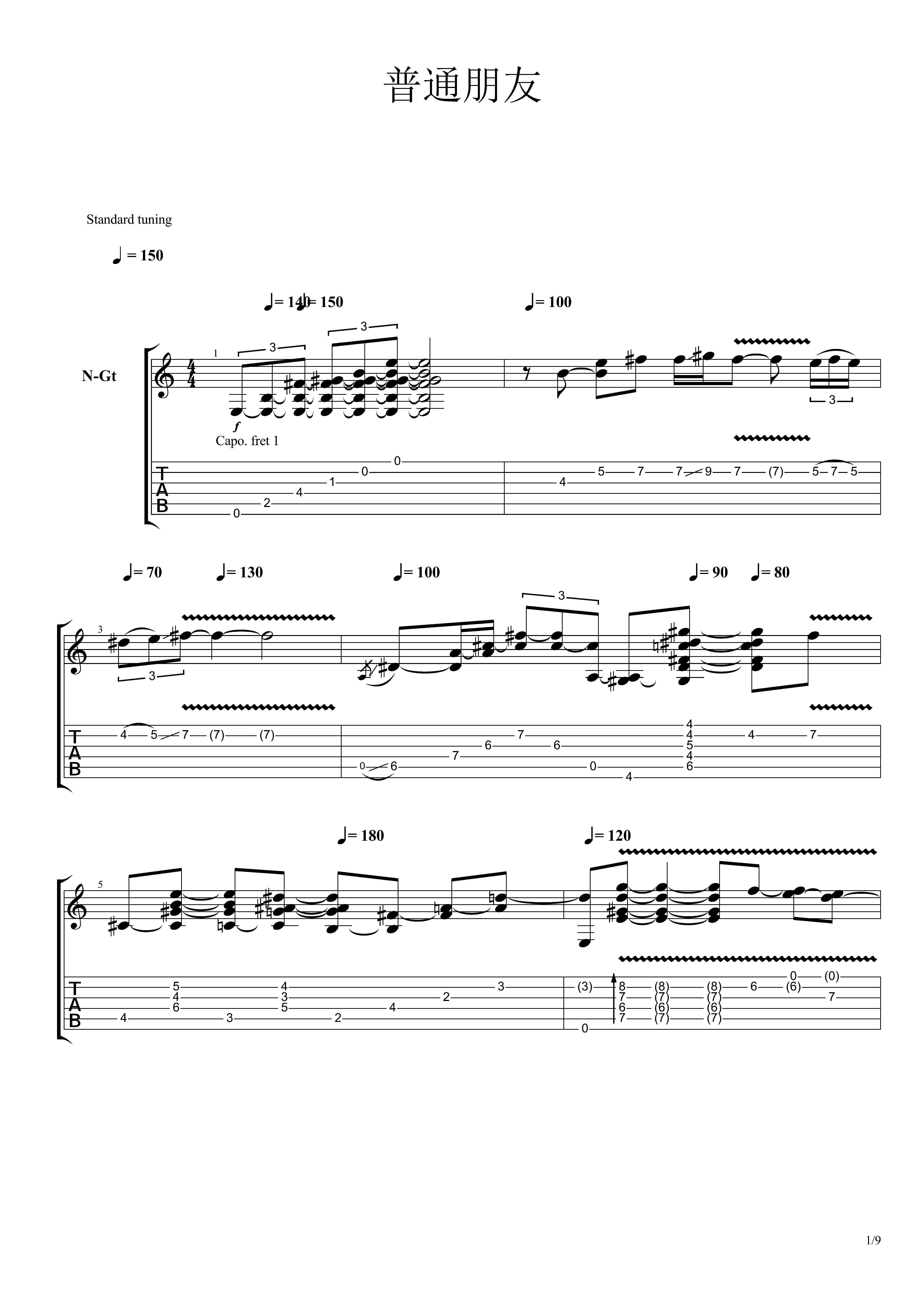 普通朋友十级吉他谱,普通朋友F调吉他谱