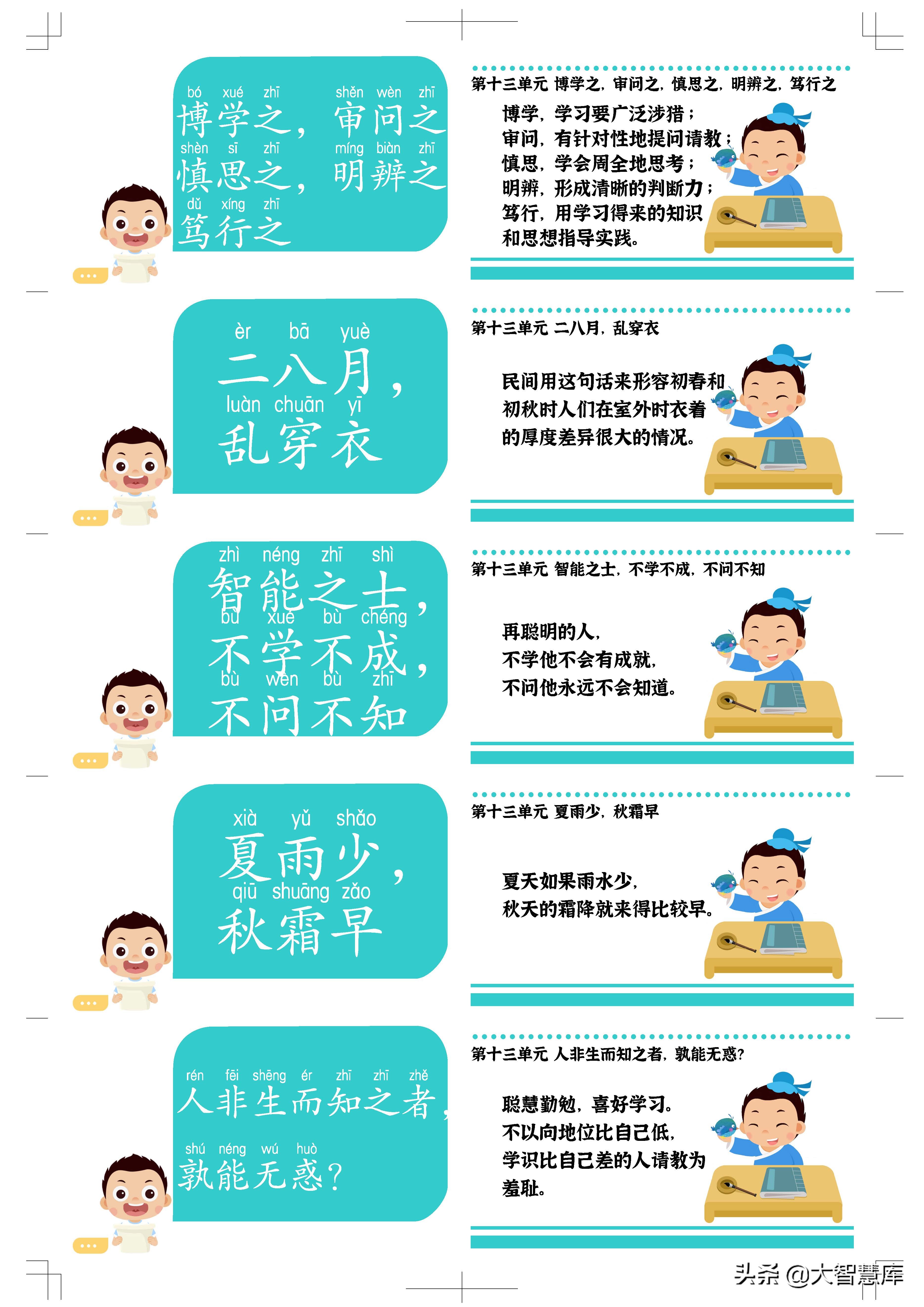 语文老师亲手整理绘制谚语小古文240句卡片，深受全班同学喜爱