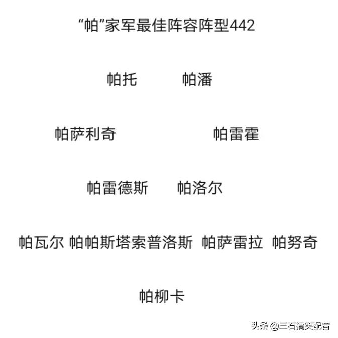 足坛马家军最佳阵容,足坛帕家军