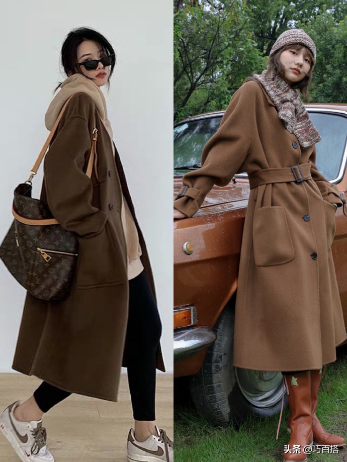 驼色长款大衣的各种搭配,驼色大衣的搭配推荐图片