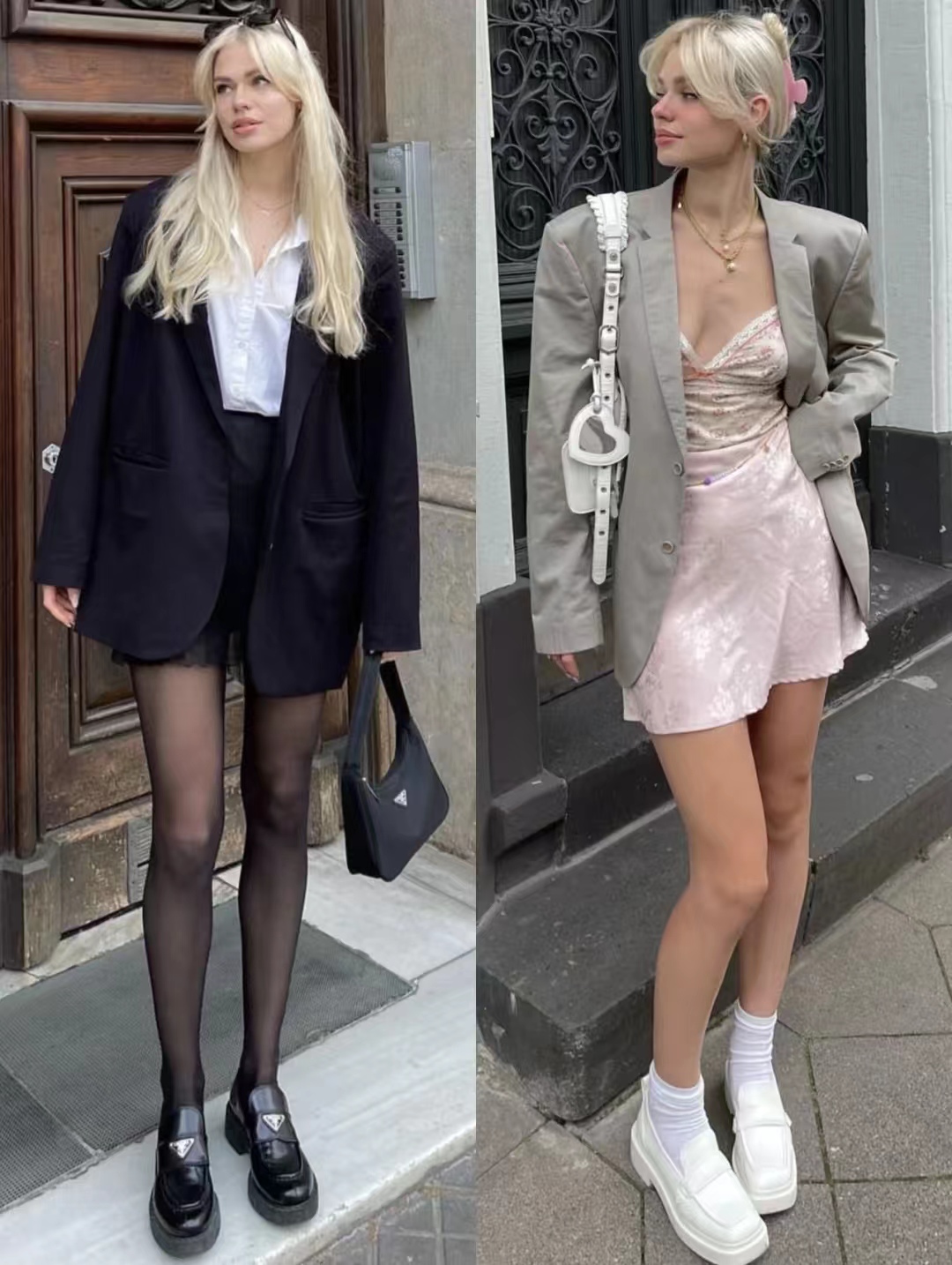 西装外套怎么搭配裙子好看气质,西装外套搭配时髦女士