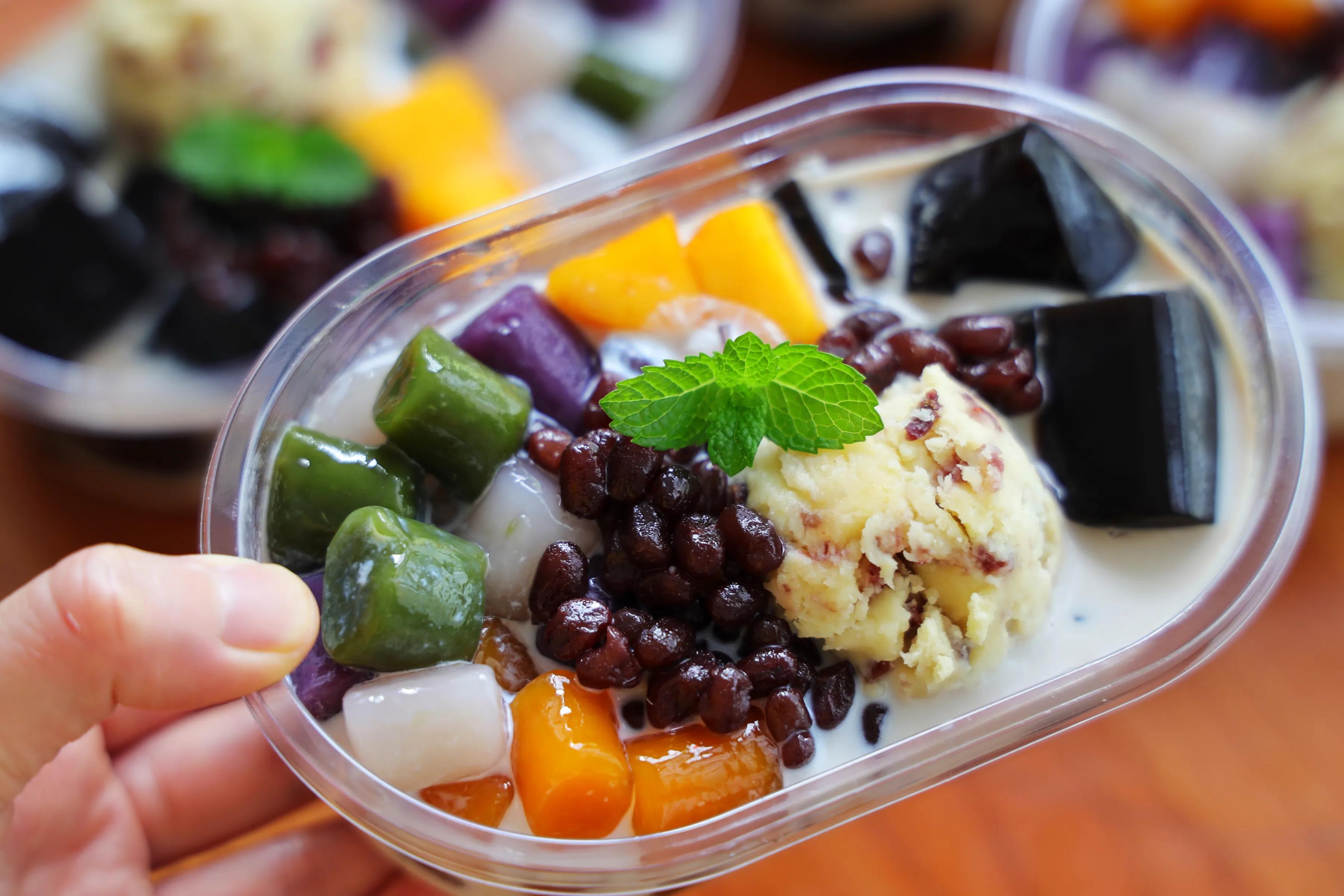 在家做的芋圆小甜品,甜品店里面的甜品怎么做