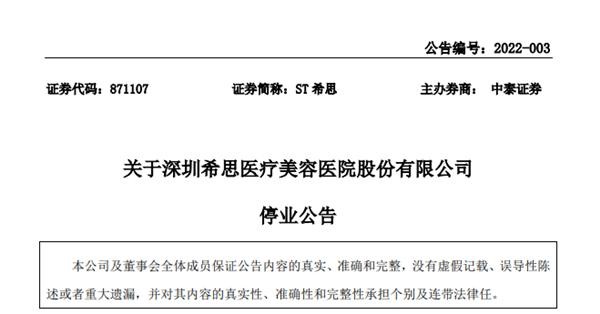 希思医美2月7日停业,希思医美新闻头条