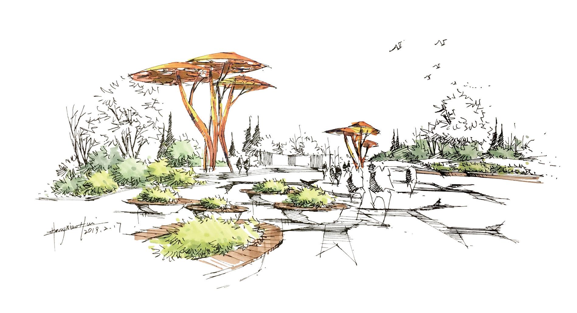 考研景观手绘效果图,景观考研手绘要准备几张效果图