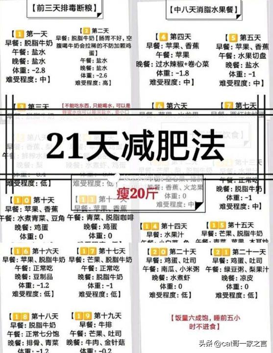 21天减肥法是减肥的好方法,21天减肥法食谱详细介绍