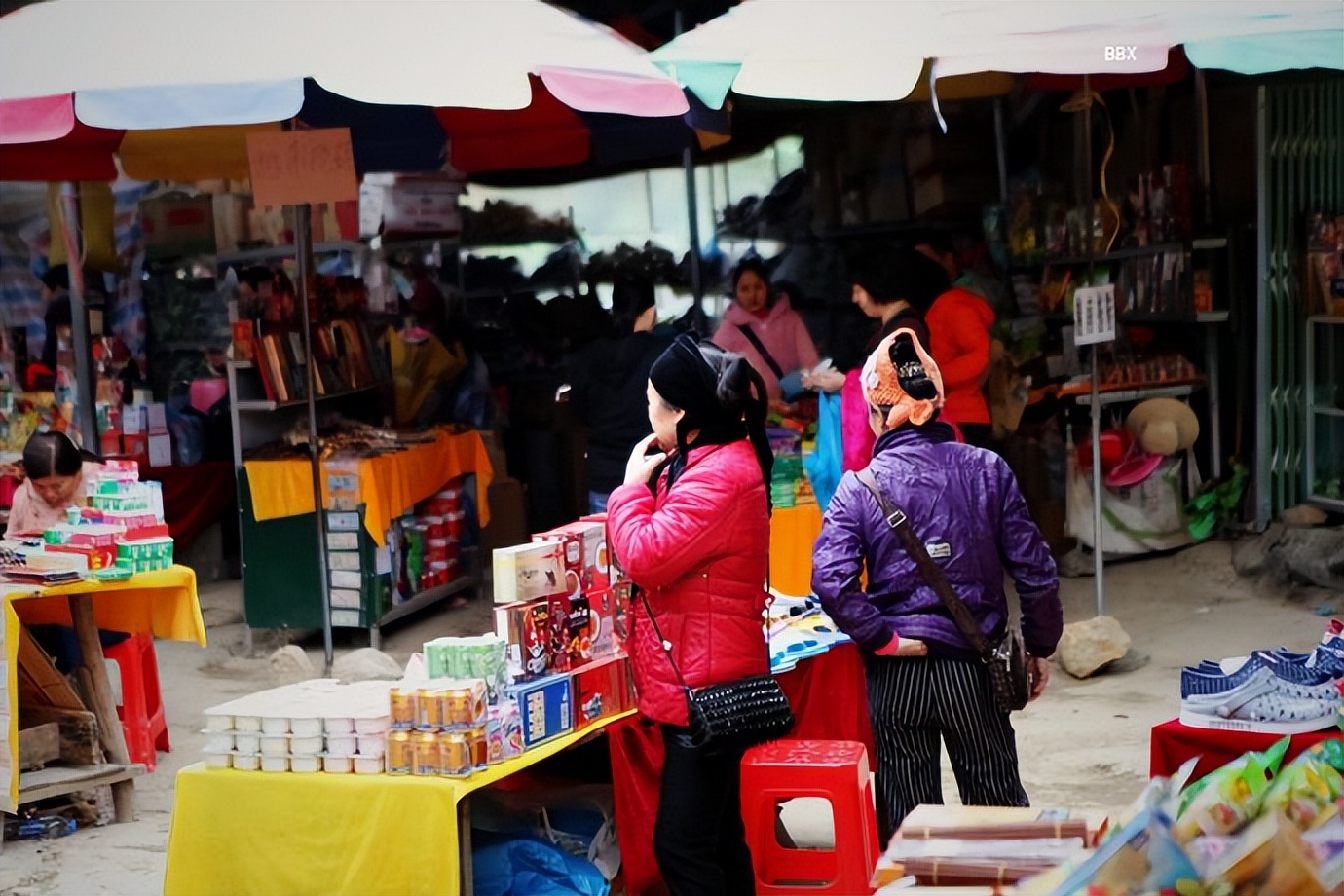 中越边境越南的露天集市,高平集市
