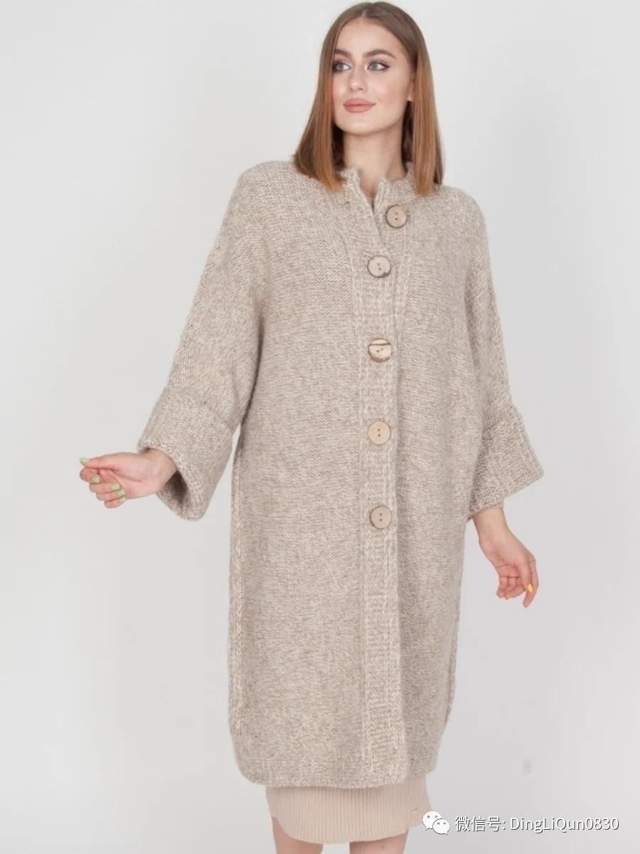 针织开衫中长款编织图,两种颜色的针织开衫编织教程