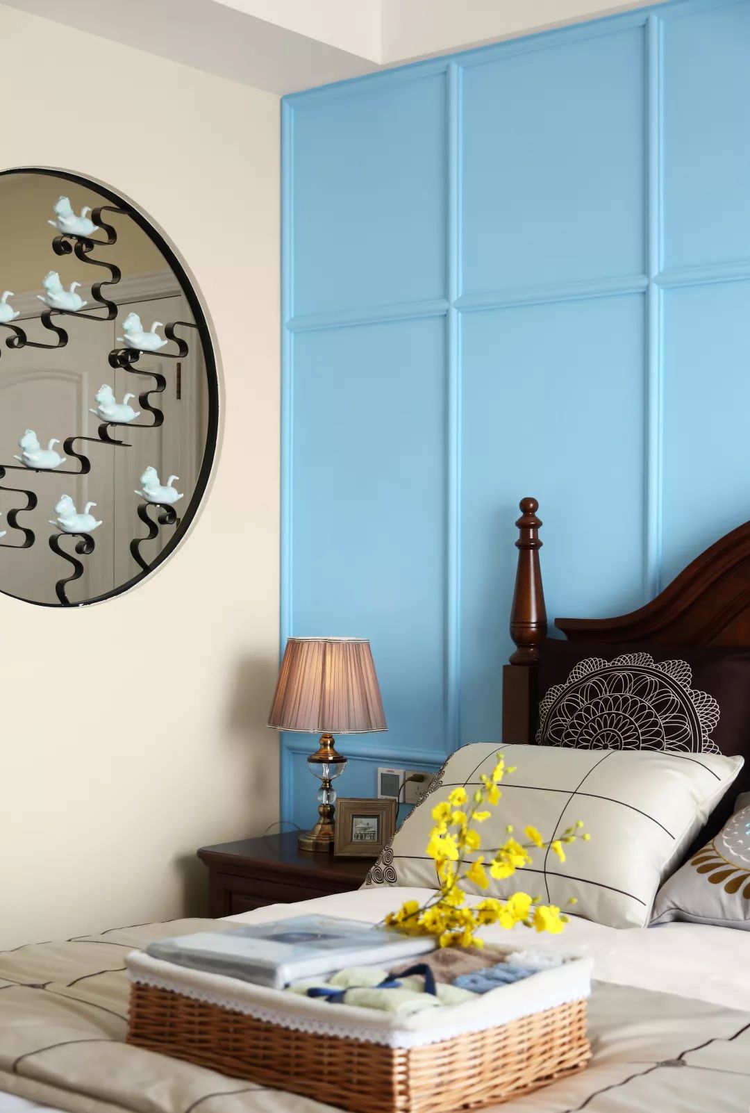 美式复古蓝色装修效果图,极简的美式复古风格