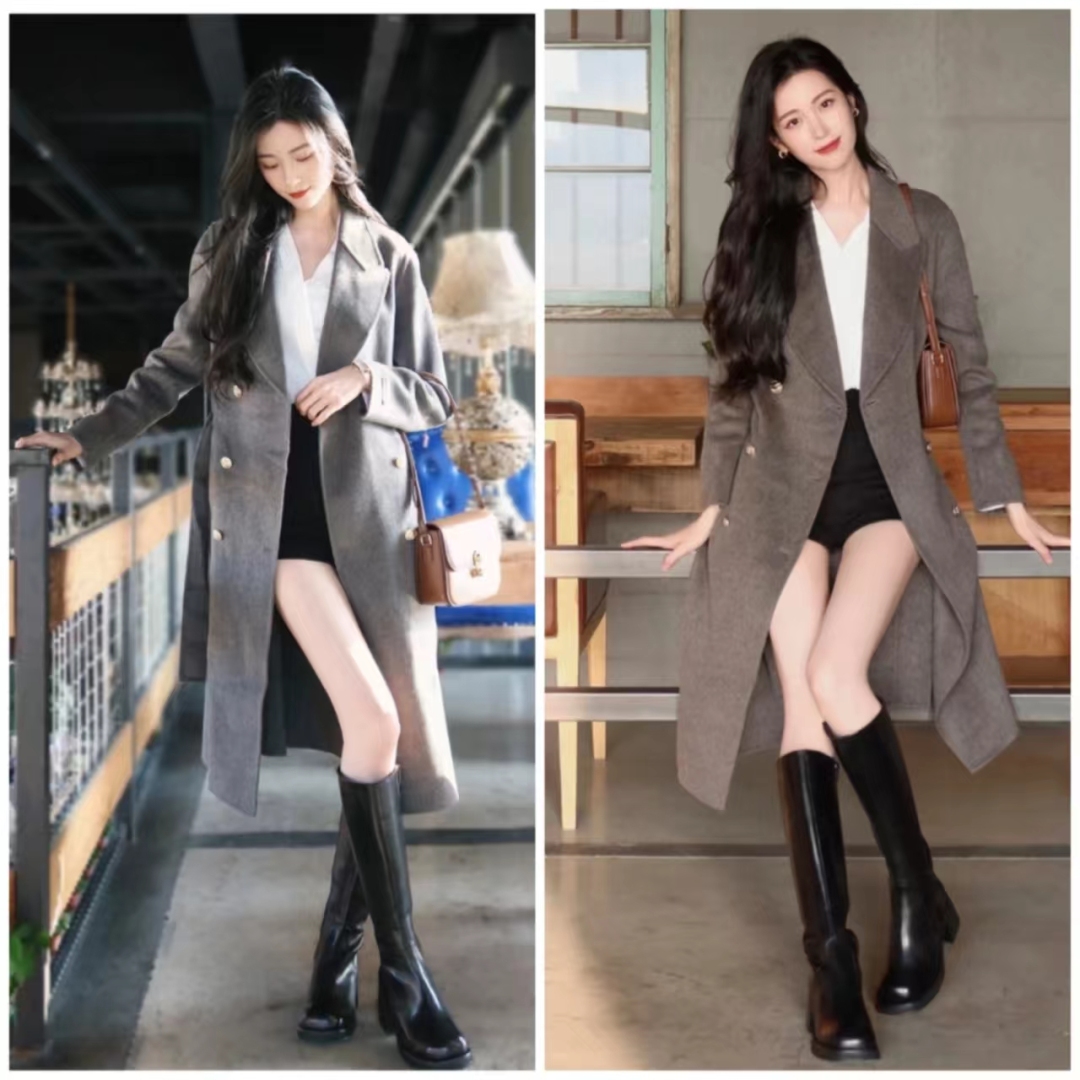 大衣搭长靴知性十足,大衣配阔腿裤让你气场翻倍