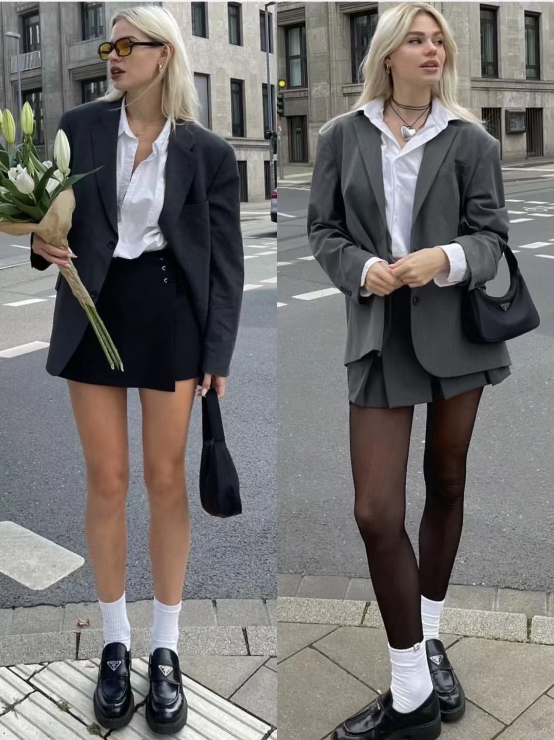 西装外套怎么搭配裙子好看气质,西装外套搭配时髦女士