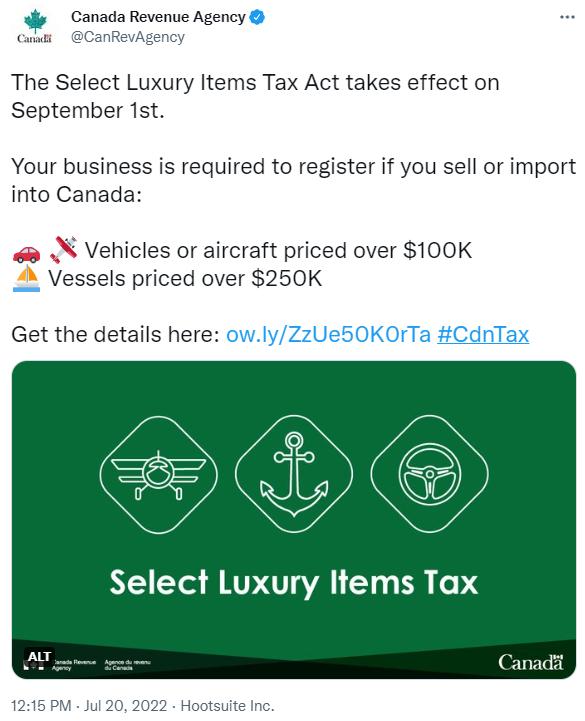 2019年加拿大税务政策有哪些变动,加拿大奢侈品税是多少