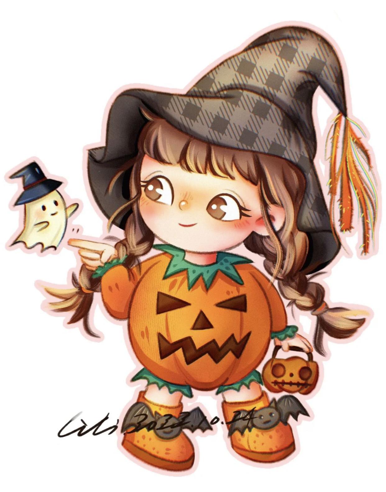 小清新豆豆眼小女孩插画,又凶又可爱的小女孩插画