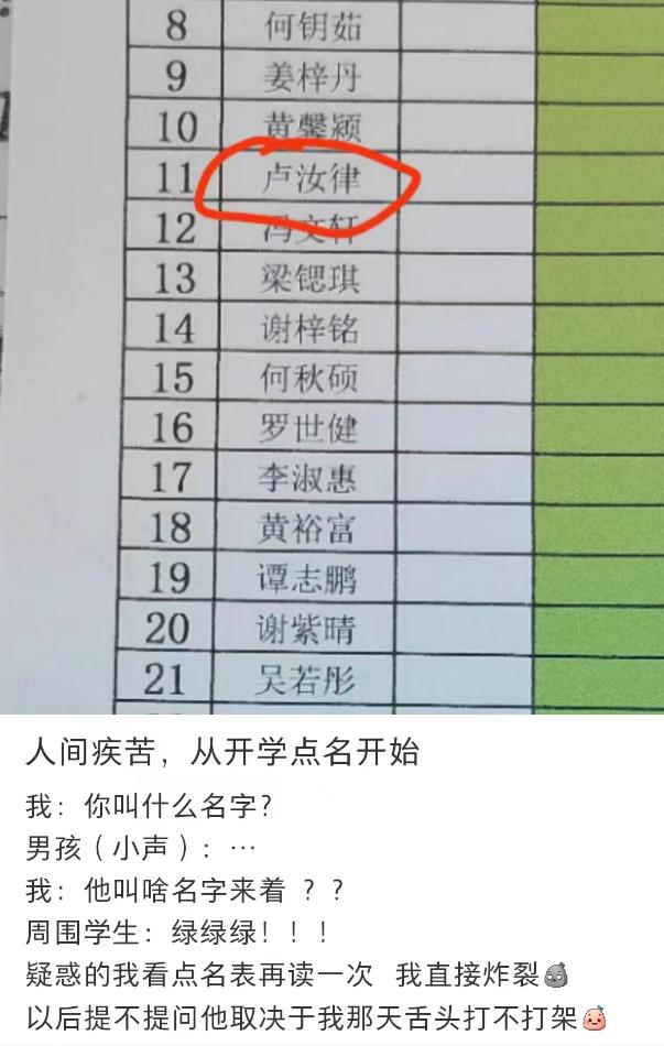 “子轩”刚成为过去，20后们的奇葩名字又来了，花名册难倒老师