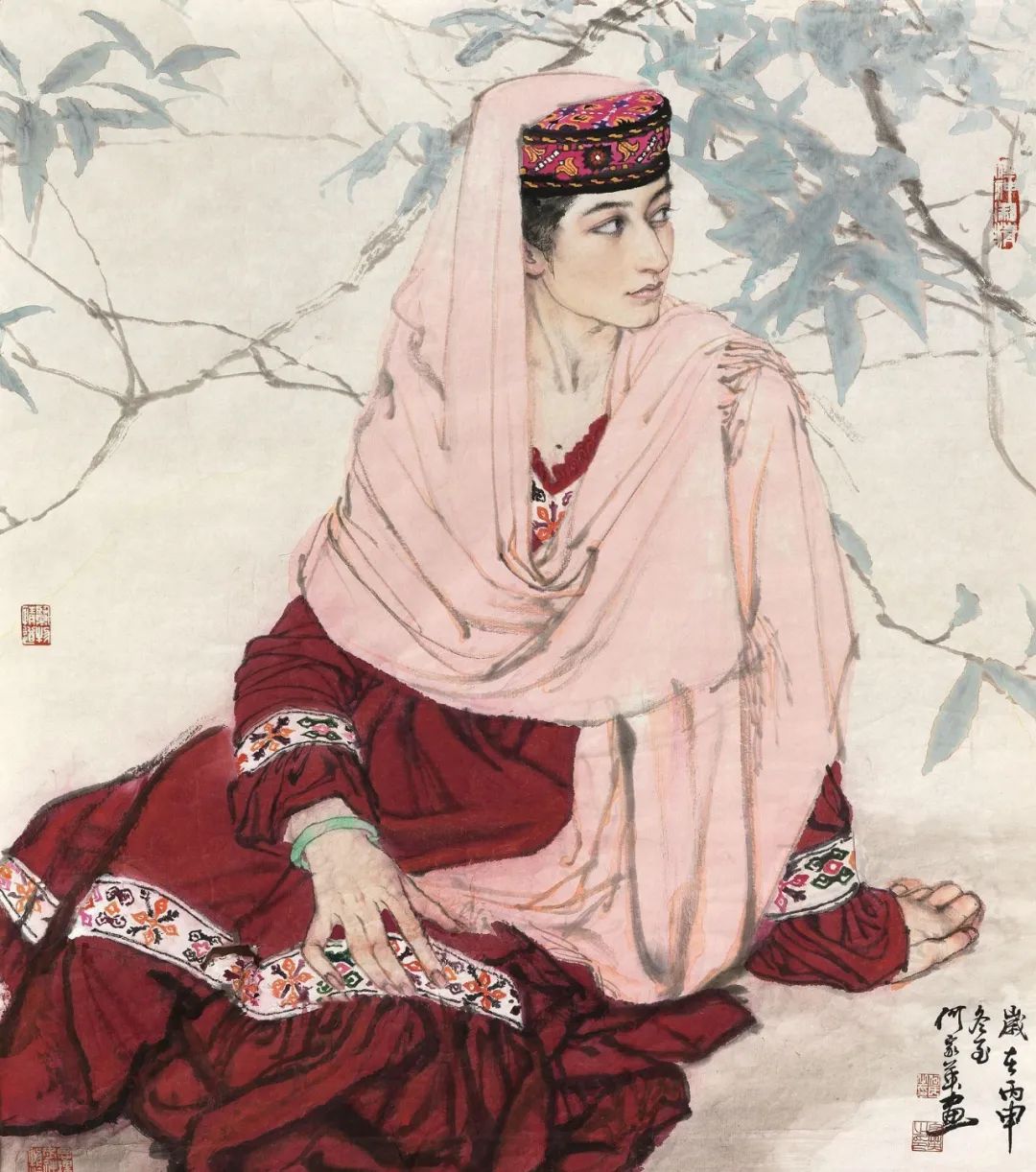 美协主席的国画美人图，笔笔皆是“功力”，一直被模仿从未被超越