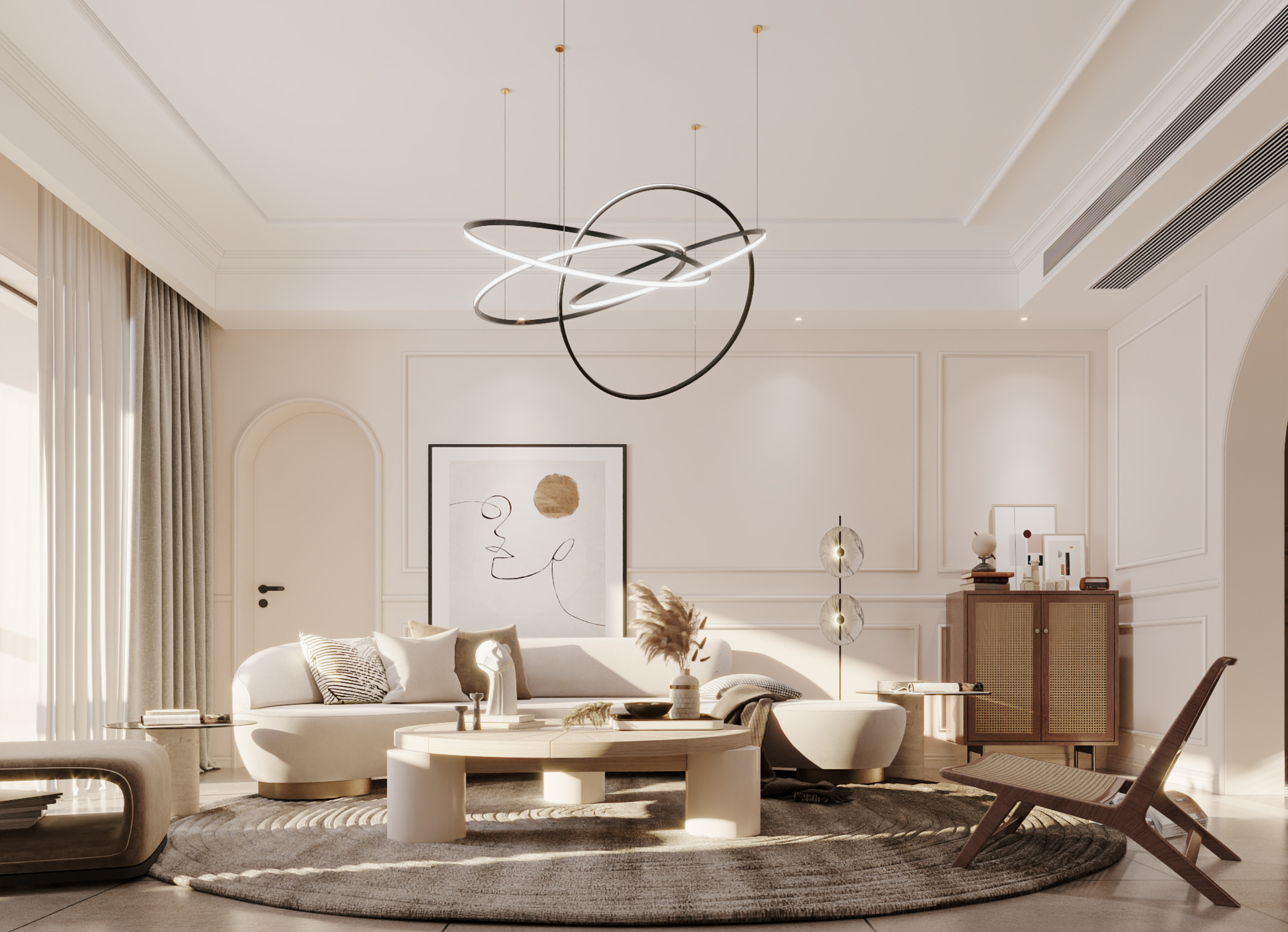 横厅漂亮隔断设计效果图,大横厅阳台客厅一体设计