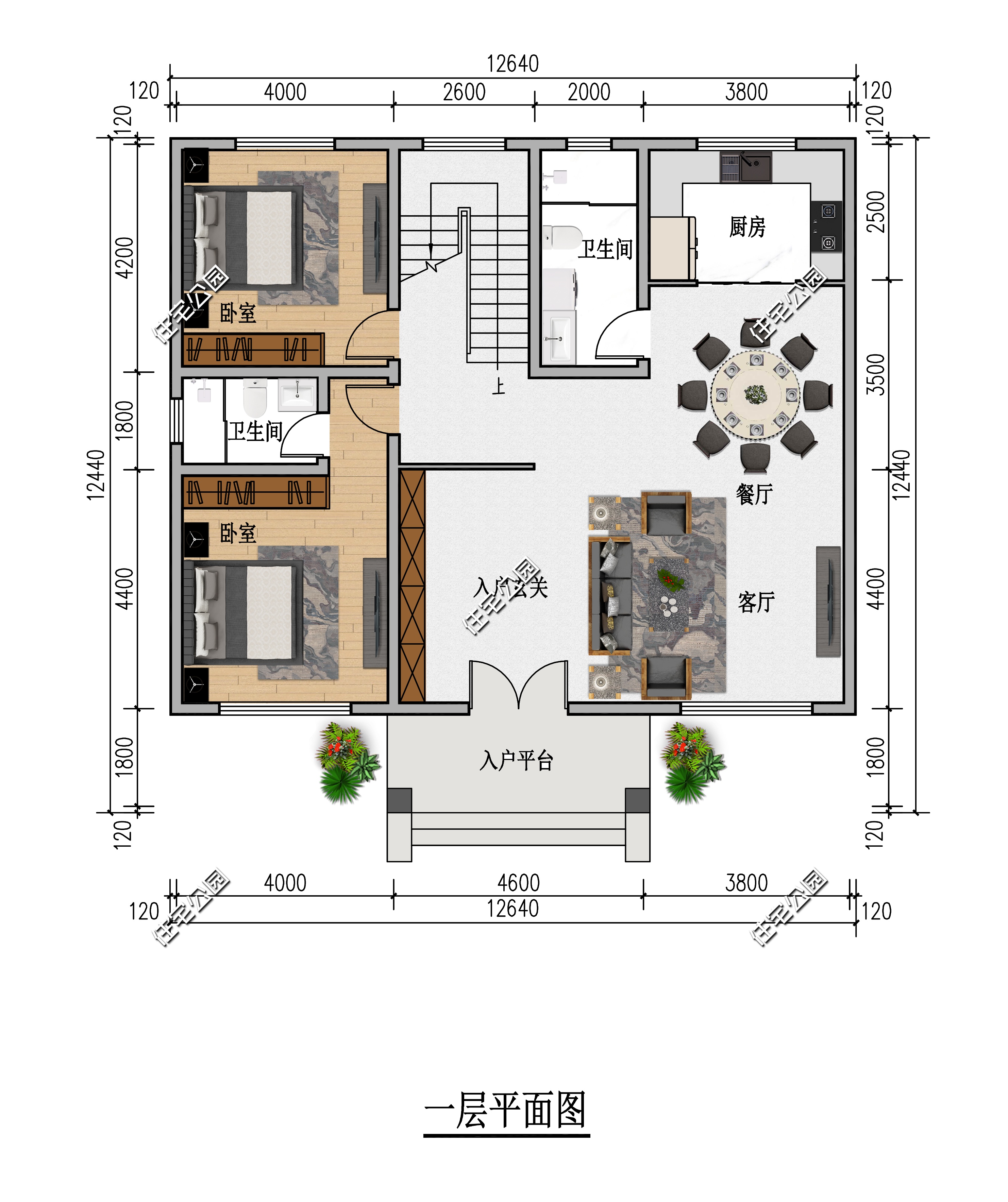 四川业主定制东面无窗的二层农村别墅,占地12×12米,设计4间卧室