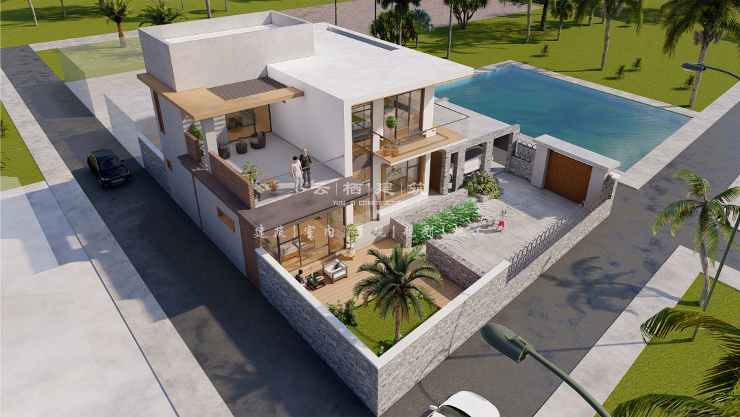 三亚独栋简约二层小别墅,海南三亚农村自建房别墅设计