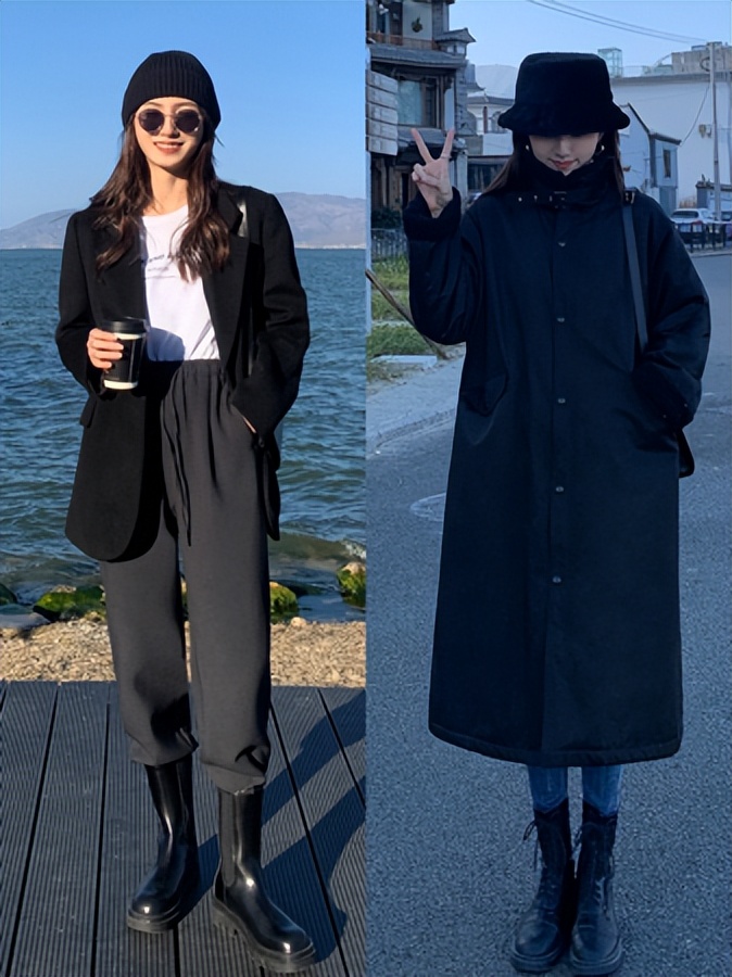 冬天穿同色系好看又显瘦,秋冬显瘦穿搭条纹