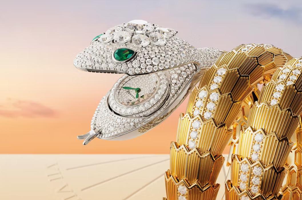 宝格丽serpentiseduttori蓝针,宝格丽serpenti灵蛇古董腕表