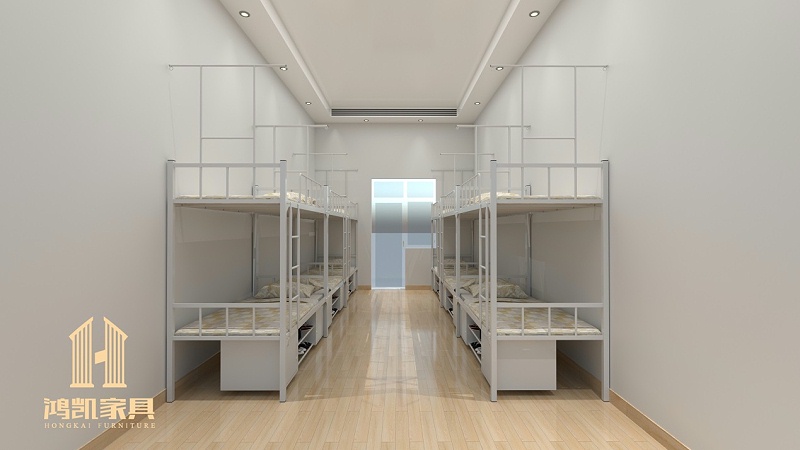 鸿凯家具|实拍广西南宁技师学院新宿舍双层铁架床