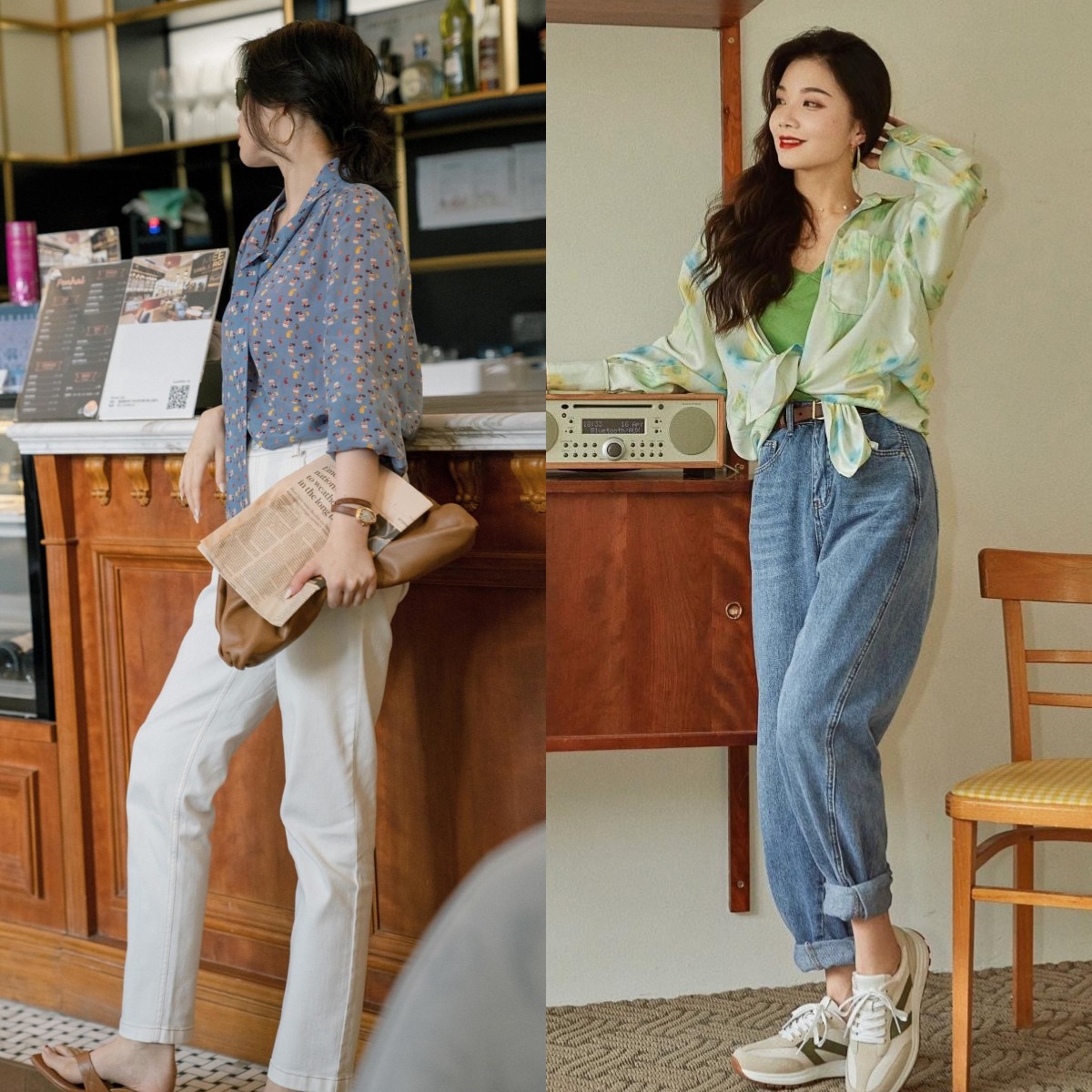 花衬衣怎么穿出复古感,春季白色衬衫设计感小众慵懒衬衣