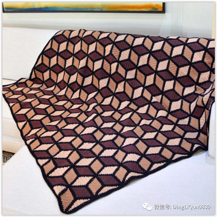 钩针编织教程简单好看毯子,一片式钩针沙发毯图解