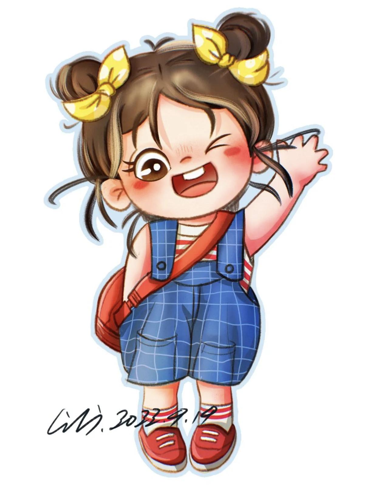 小清新豆豆眼小女孩插画,又凶又可爱的小女孩插画