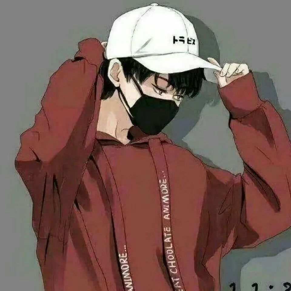 戴口罩情侣图片头像一对,戴帽子和口罩情侣头像黑白动漫