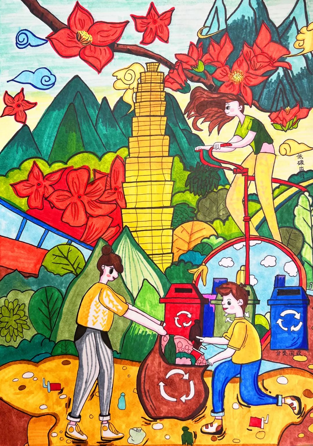 环保主题绘画大赛获奖作品,生态文明环保主题绘画作品小学