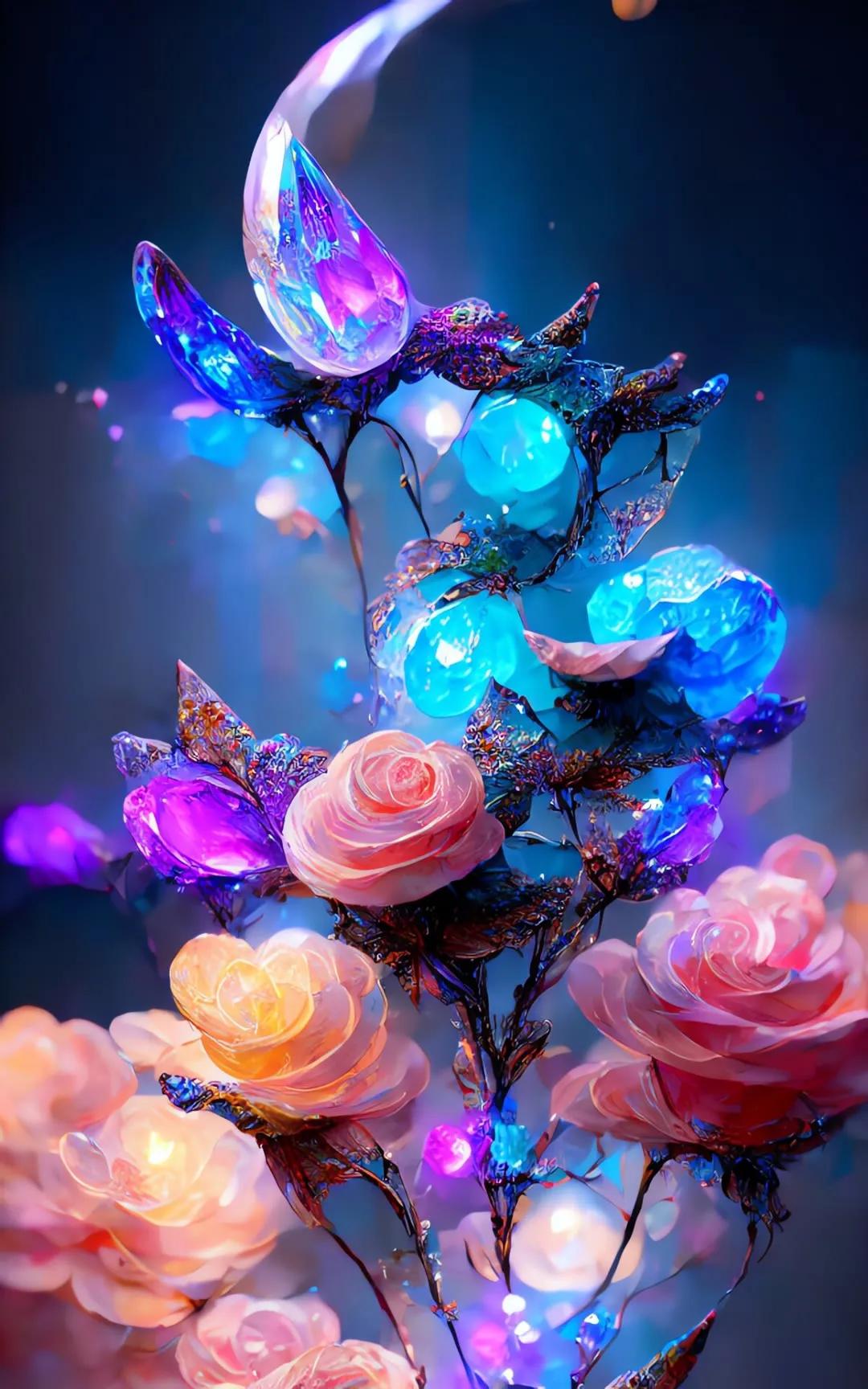 ai绘画花图文,ai绘画水晶花教程