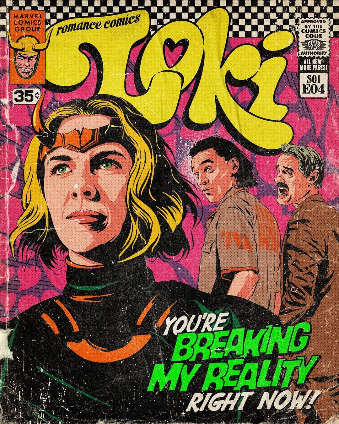 插画氛围感人物构图,复古美式波普插画