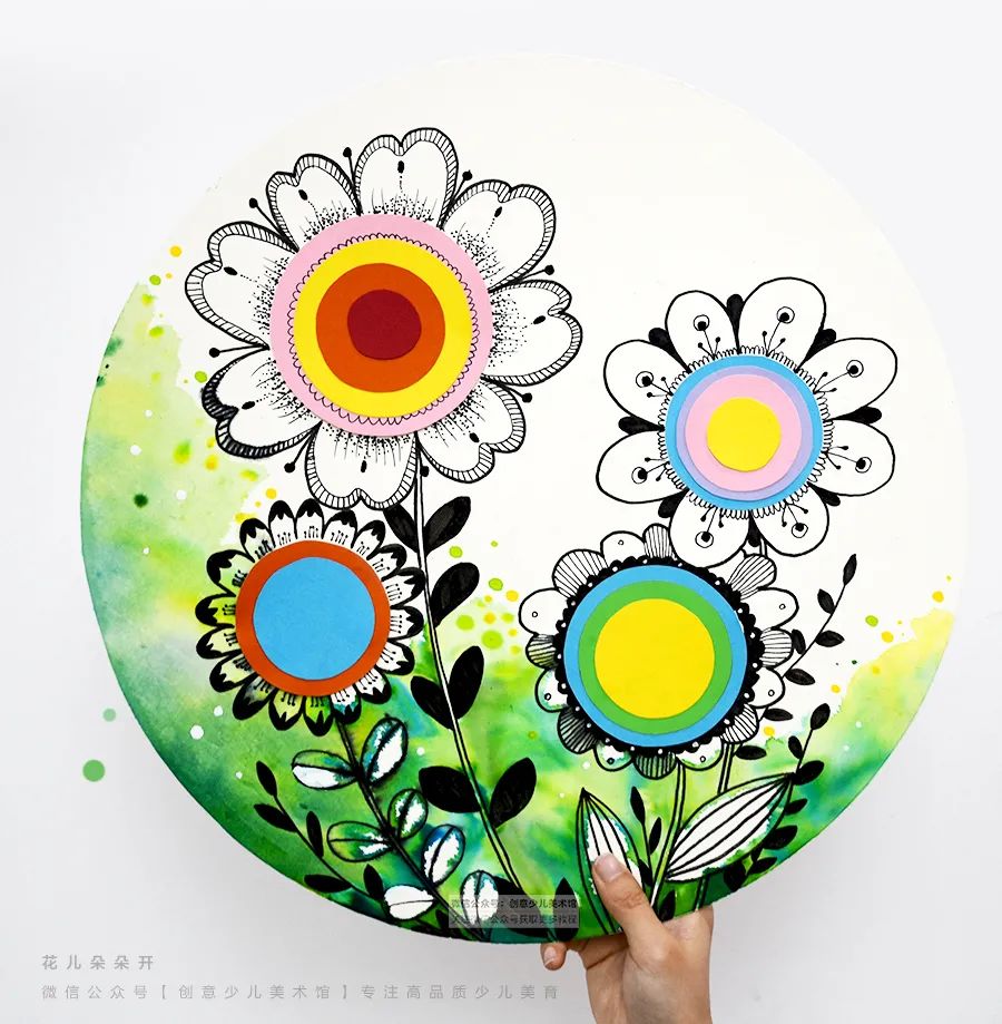 春季儿童画简单又漂亮,花儿朵朵线描儿童画