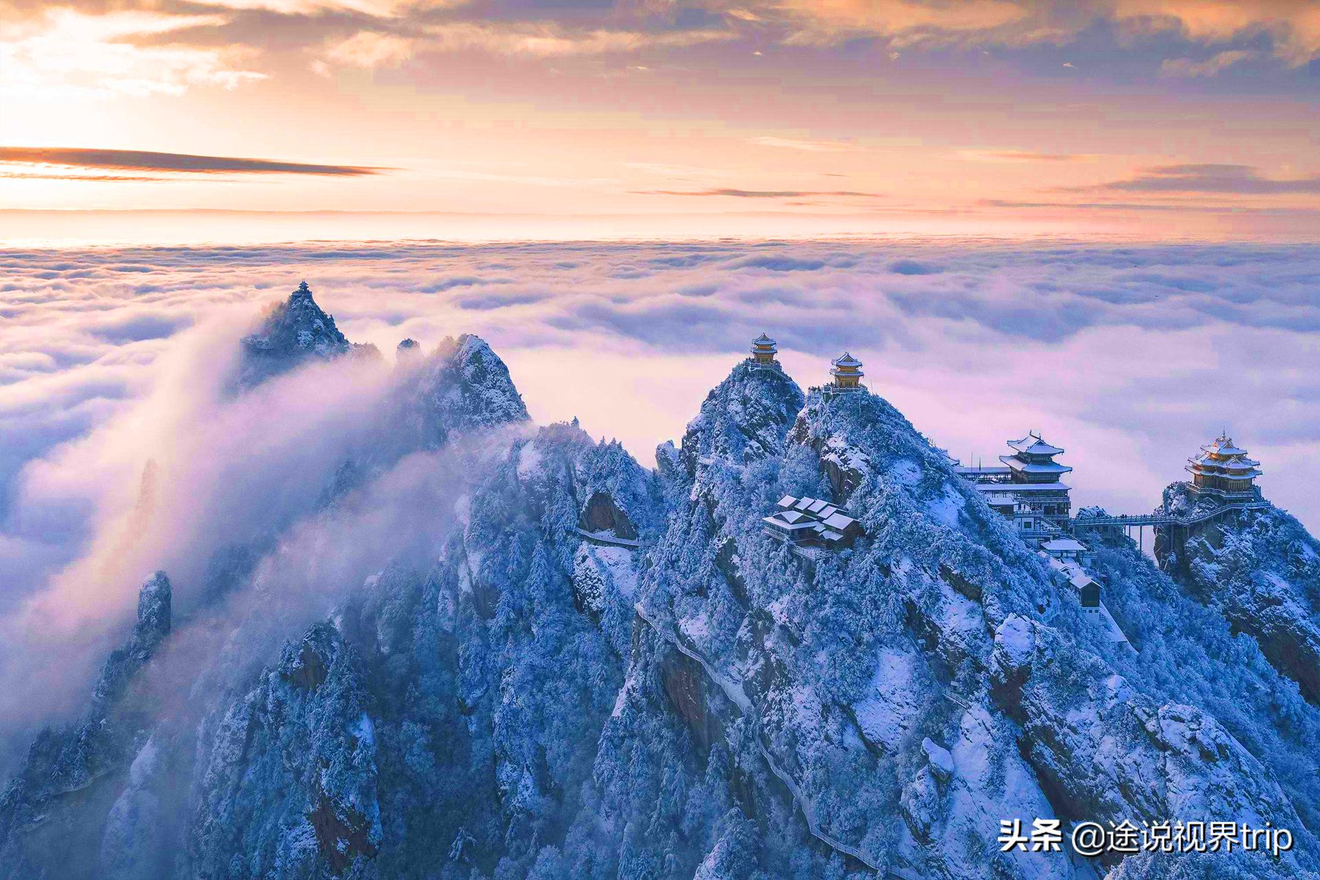 冰封奇景绝美的雪山，老君山一场雪惊艳了整个华夏，仿佛误入天宫