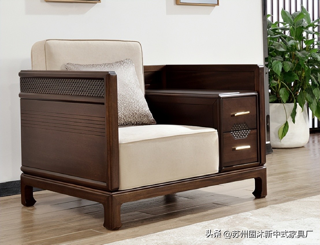 江苏简约新中式实木沙发,实木沙发小户型中式家具