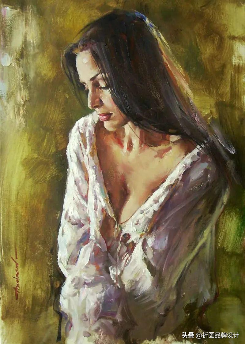 奔放狂野的舞者被安德鲁用画笔表现出来，腰窝突显的美背人体油画