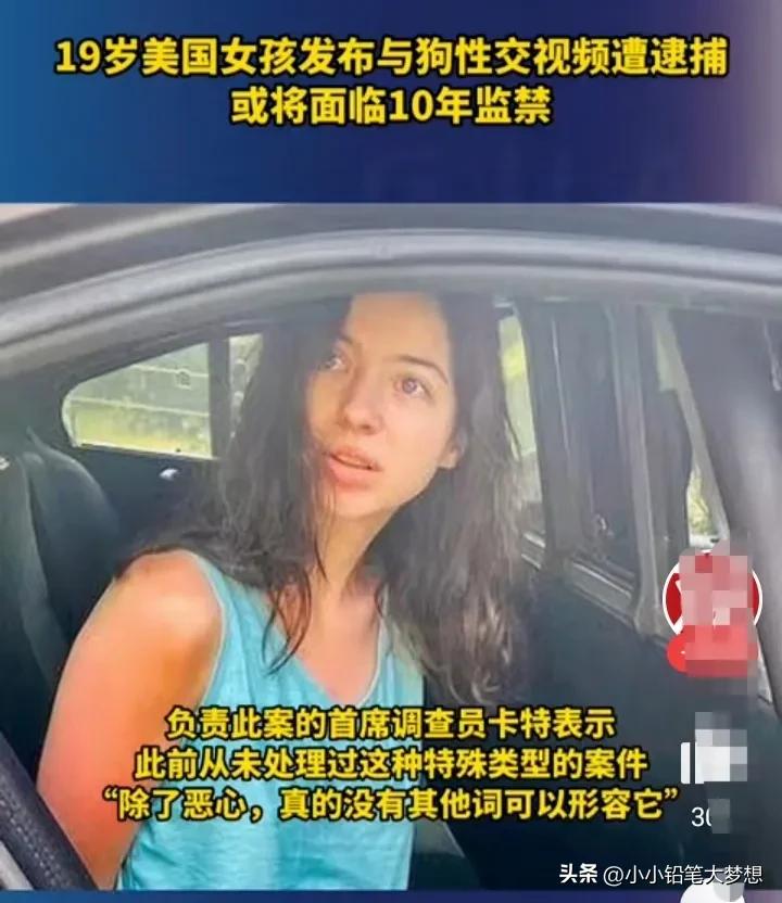 美国19岁女孩拍下自己和狗发生性关系视频并传播,将面临十年监禁