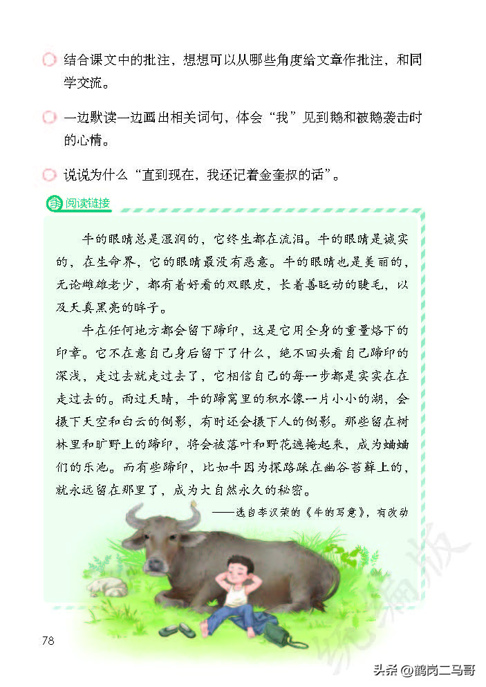 暑假预习资料小学,四年级下册语文课本第17课预习