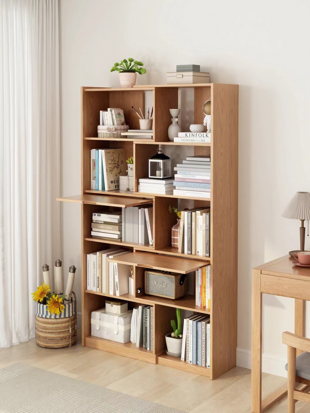 折叠式小巧书架,可伸缩的隐藏式书架