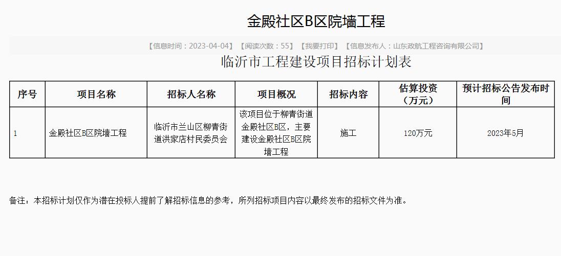 4月4日临沂市19宗建设工程项目计划招标，真是太多、太集中了！