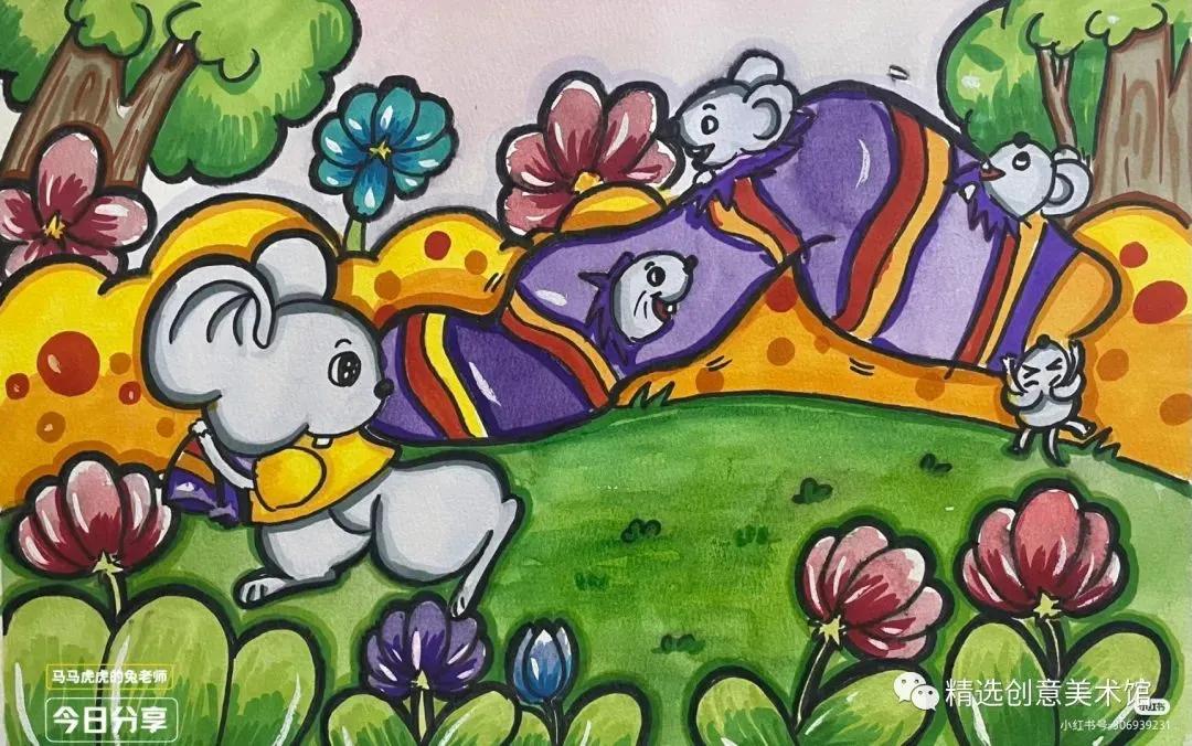 马克笔画儿童故事插画图,儿童简单马克笔绘画创意3-6岁