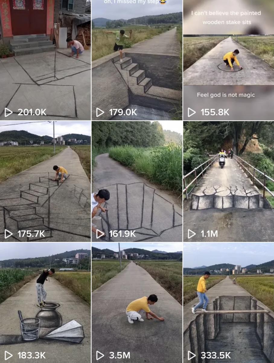 小伙画3d画太真实,民间画家3d画