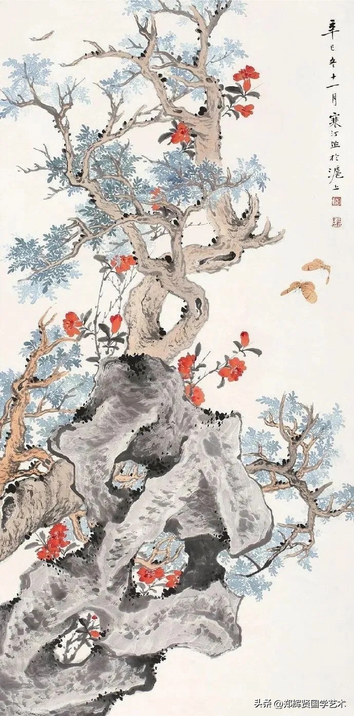 岁月千年鬓满霜,红霞天际远,蜂飞蝶舞醉花香