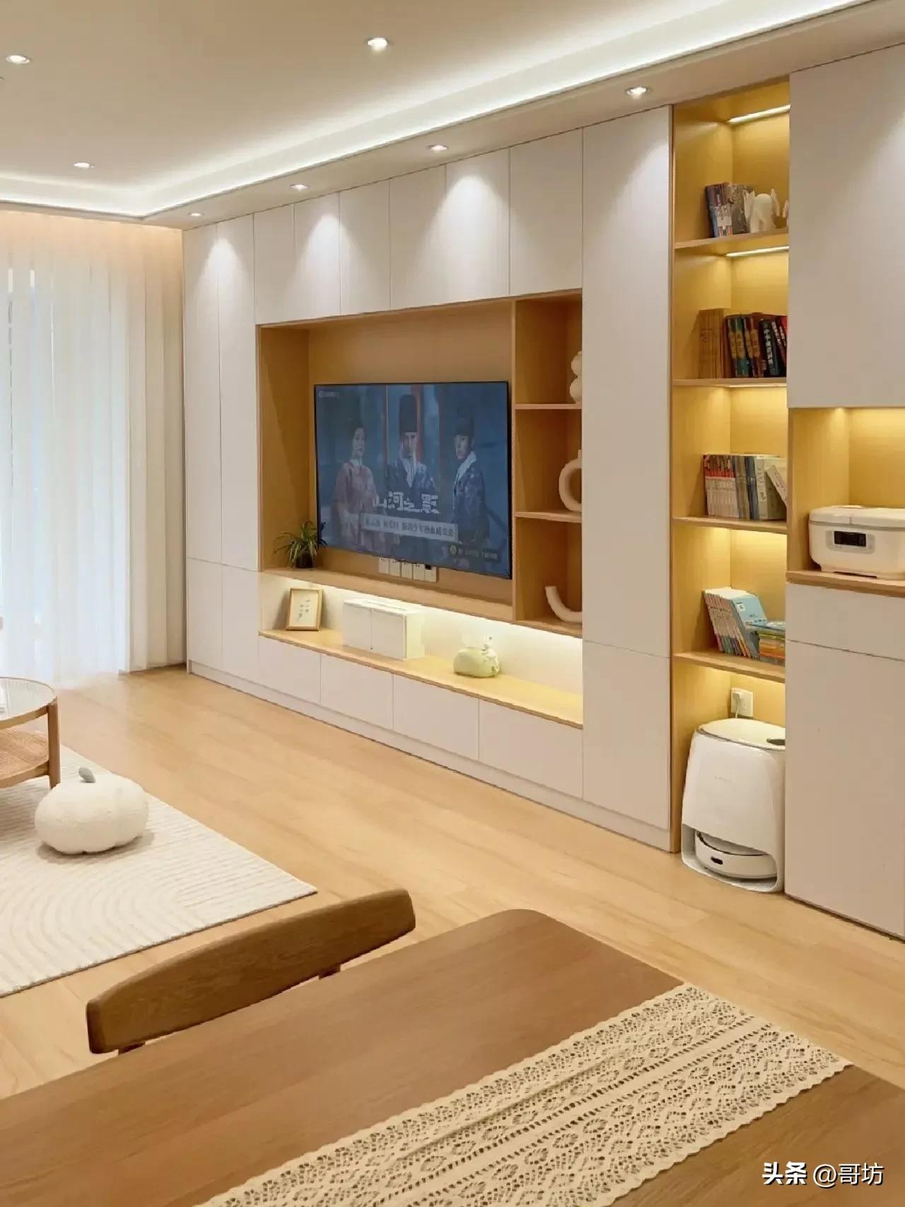 客厅长4.6米放多大尺寸电视柜,满墙电视墙柜最新款尺寸图