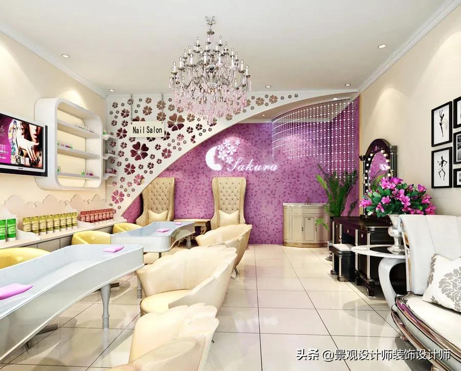 美甲店橱窗设计图片,80平米美甲店设计风格